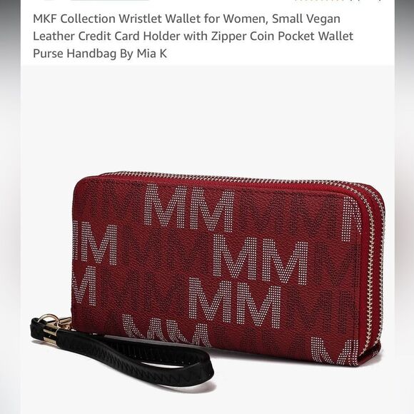 MKF Collection Red Wristlet/ Wallet with detachable Strap - Picture 2 of 8